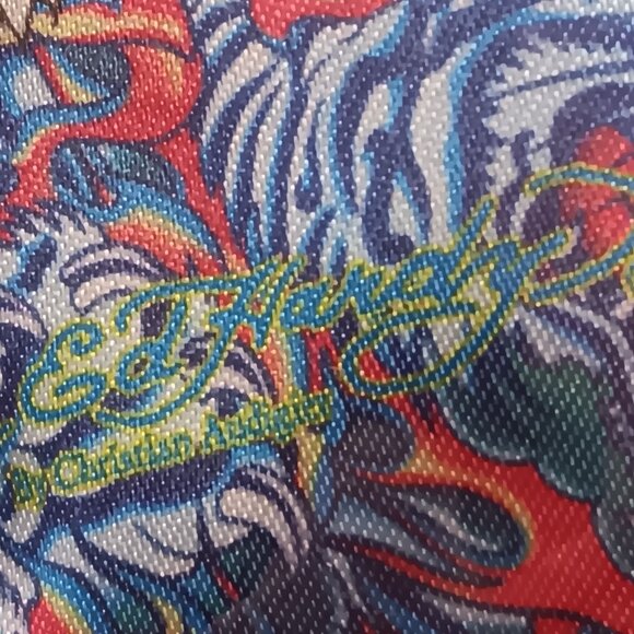 Ed Hardy by Christian Audigier tiger faces multicolor PVC make up pouch - Picture 11 of 14